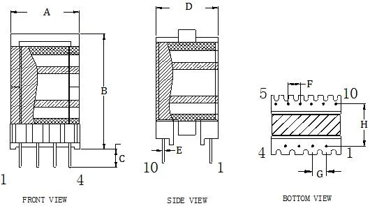 Eel Type Ferrite Core Customized High Frequency Small Copper Coil Power Charger Transformer for LED Driver